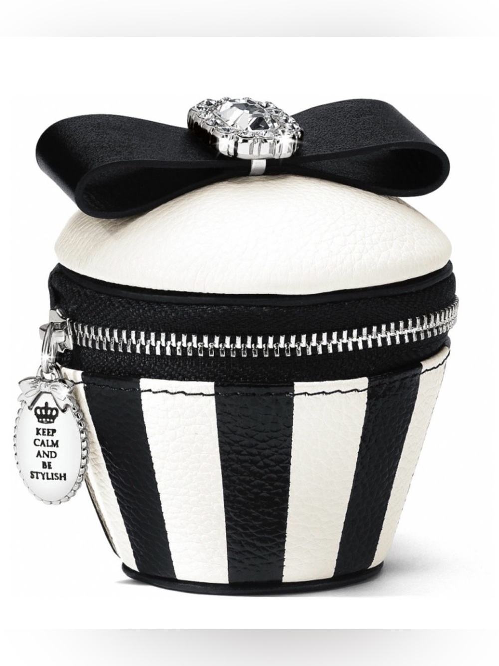 BRIGHTON My Flat In London RARE RETIRED Cupcake Case Black & White Crystal Bow - Picture 9 of 12